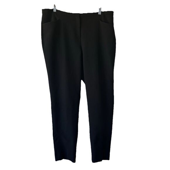 Vince Camuto Dress Slacks Black Flat Front Pants Size 14 Hemmed Front Pockets - Picture 1 of 10